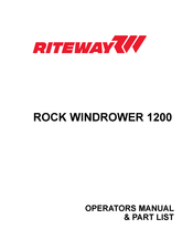 RITEWAY ROCK WINDROWER 1200 Operator's Manual & Parts List