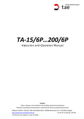 tae TA-60/6P Instruction And Operation Manual
