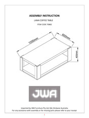 JWA LANA 70882 Assembly Instruction Manual