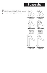 Hans Grohe Metropol 100 74505 1 Series Installation/User Instructions/Warranty