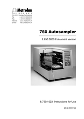 Metrohm 750 Autosampler Instructions For Use Manual