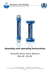 Kirchner und Tochter RA 60 Assembly And Operating Instructions Manual