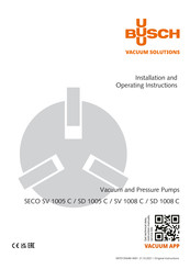 BUSCH SECO SV 1005 C Installation And Operating Instructions Manual