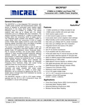 Micrel RadioWire MICRF507 Manual