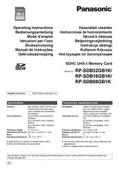 Panasonic RP-SDB16GB1K Operating Instructions Manual