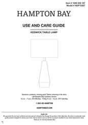 Hampton Bay KESWICK HDP15307 Use And Care Manual
