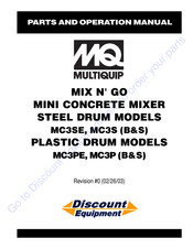 MULTIQUIP MC3SE Parts And Operation Manual