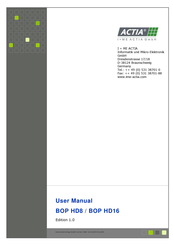 I+ME ACTIA BOP HD8 User Manual