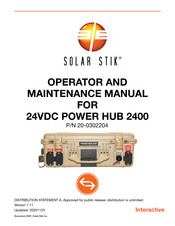Solar Stik 20-0302204 Operator And  Maintenance Manual