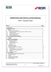 BSi ROFI Operating And Installation Manual