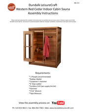 Dundalk LeisureCraft Western Red Cedar Indoor Cabin Sauna Assembly Instructions Manual