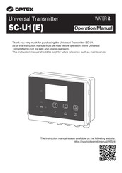 Optex SC-U1 Operation Manual