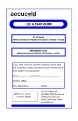 Summit Appliance accucold SCR1156 MED Use & Care Manual