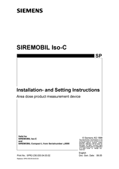 Siemens SIREMOBIL Iso-C SP Installation And Setting Instructions Manual