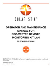 Solar Stik PRO-VERTER Operator And  Maintenance Manual