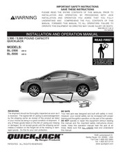 Ranger Products QUICKJACK BL-3500 Instruction And Operation Manual