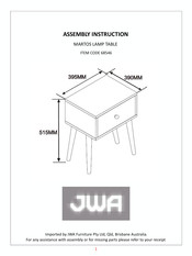 JWA MARTOS 68546 Assembly Instruction Manual