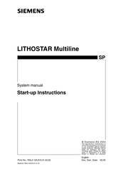 Siemens LITHOSTAR Multiline SP Start-Up Instructions