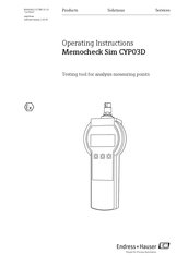 Endress+Hauser Memocheck Sim CYP03D Operating Instructions Manual