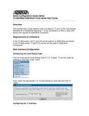 ADTRAN TA 900 Quick Configuration Manual