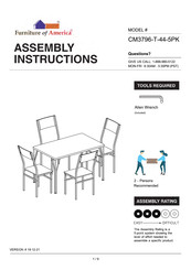 Furniture of America CM3796-T-44-5PK Assembly Instructions Manual