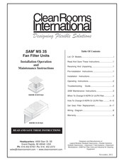 CleanRooms International SAM 22MS 3S GS Installation, Operation And Maintenance Instructions