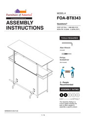 Furniture of America Rianna FOA-BT8343 Assembly Instructions Manual