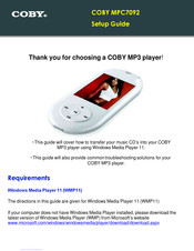 Coby MPC7092 Setup Manual