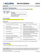 Acura RLX 2016 Service Bulletin