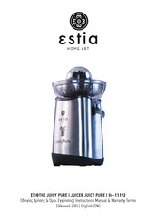 Estia JUICY PURE Instruction Manual & Warranty