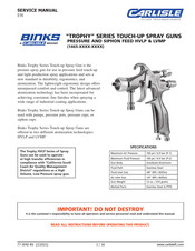 Carlisle Fluid Technologies Binks Trophy 1465 Series Manual
