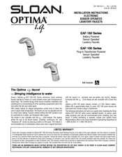 Sloan OPTIMA EAF-150 Series Installation Instructions Manual