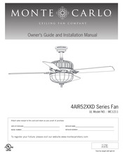Monte Carlo Fan Company 4AIR52 D Series Owner's Manual And Installation Manual