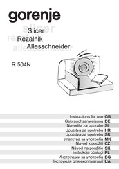 Gorenje R 504N Instructions For Use Manual
