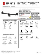 Stealth Hitches SHR31016 Installation Instructions Manual