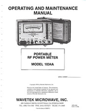 Wavetek 1034A Operating And Maintenance Manual
