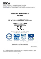 KW KLAB Series User And Maintenance Manual