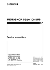 Siemens MEMOSKOP 50 SUB Service Instructions Manual