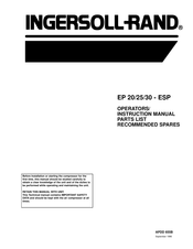 Ingersoll-Rand EP 20-ESP Operators/Instruction Manual And Parts List