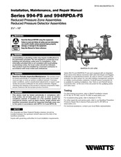 Watts 994-FS Series Instruction, Installation, Maintenance And Repair Manual