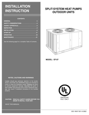 Unitary products group EF-07 Installation Instruction