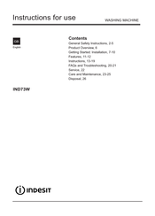Indesit IND73W Instructions For Use Manual