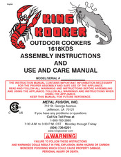 King Kooker 1618KDS Assembly Instructions And Use And Care Manual