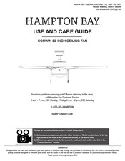 HAMPTON BAY CORWIN 56051 Use And Care Manual