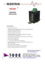 Toss RESISTRON ROPEX RES-409 Operating Instructions Manual
