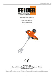 Feider Machines FM1600-A Instruction Manual