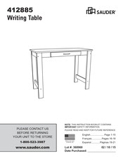 Sauder 412885 Assembly Instructions Manual