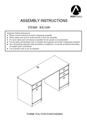 AGH Deco BX1600 Assembly Instructions Manual