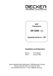 Becker AR 3209 Installation And Operation Manual