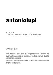 Antoniolupi STECCA600 Usage And Installation Manual
